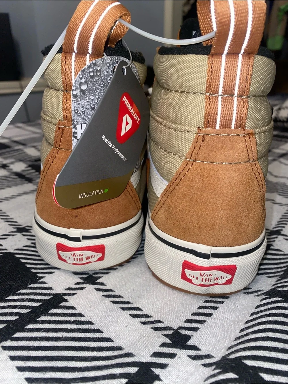 Vans Men’s Sk8-Hi High-Top Sneakers in Rust Brown and Beige